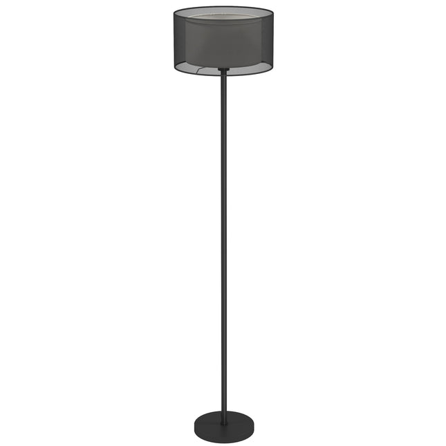Floor lamp with E27 socket, two-tone fabric shade