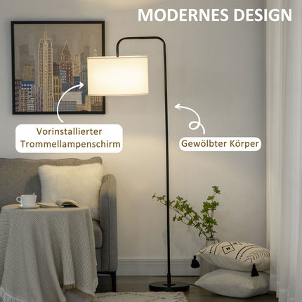 Moderne schwarze Stehlampe aus Metall mit Lampenschirm, 180 cm Kabel