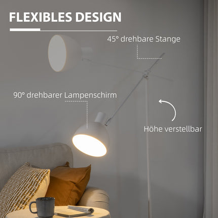 Höhenverstellbare weiße Bogen-Leseleuchte, E27-Fassung