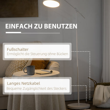 Höhenverstellbare weiße Bogen-Leseleuchte, E27-Fassung