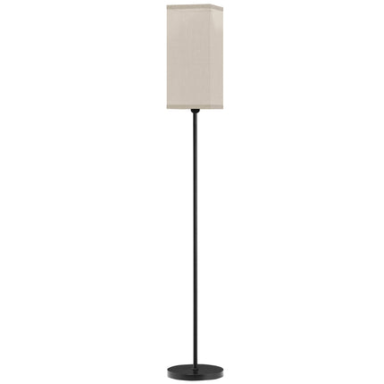 Moderne schwarze Stehleuchte mit Leinen-Optik-Schirm, Fußschalter