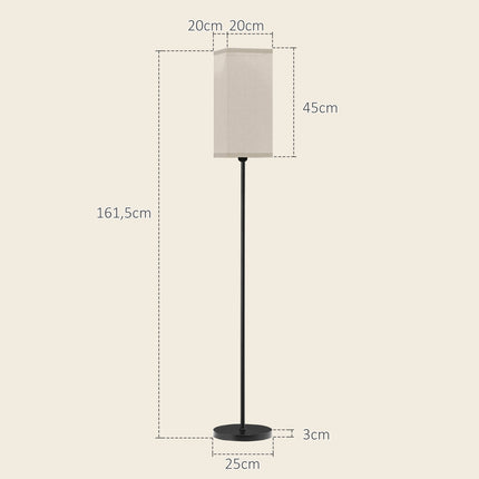 Moderne schwarze Stehleuchte mit Leinen-Optik-Schirm, Fußschalter