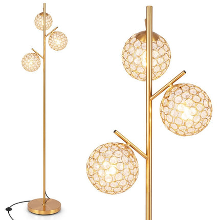 Stehleuchte mit 3 Lampenschirmen und Fußschalter freistehende Stehleuchte 169cm Baumlampe