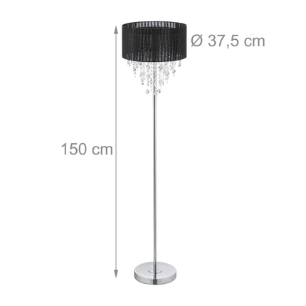 Floor lamp with crystals black