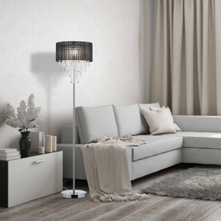 Floor lamp with crystals black