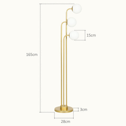 Floor lamp with rotating shades - 120W, gold, 1.65m