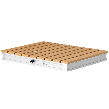 Vloerdouche tuindouche met verstelbare voetwiel aluminium tot 4 m fonteinhoogte 70 x 55 cm natuurhout