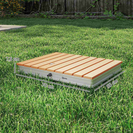 Vloerdouche tuindouche met verstelbare voetwiel aluminium tot 4 m fonteinhoogte 70 x 55 cm natuurhout