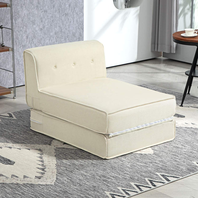 Schlafsofa – Cord-Optik, cremeweiß, 240 kg Belastbarkeit