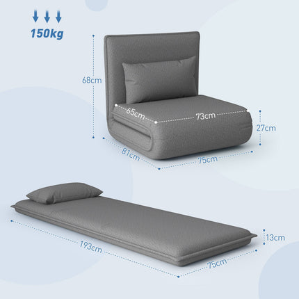 3-in-1 dark gray folding sofa bed, padded for comfort