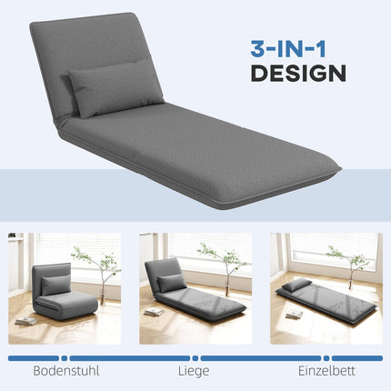 3-in-1 dark gray folding sofa bed, padded for comfort