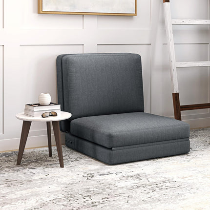 Canapé de sol 3 en 1 convertible pliant aspect velours, canapé convertible rembourré pouvant supporter jusqu'à 240 kg, pour chambre, salon, gris foncé