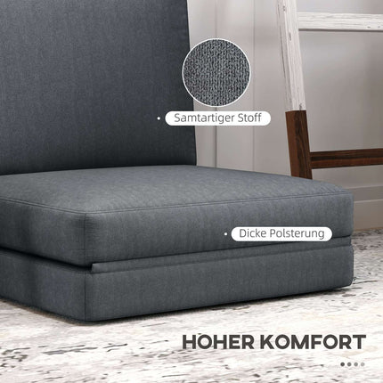 Canapé de sol 3 en 1 convertible pliant aspect velours, canapé convertible rembourré pouvant supporter jusqu'à 240 kg, pour chambre, salon, gris foncé