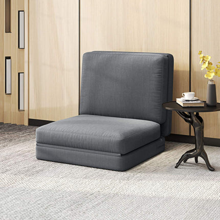 Canapé de sol 3 en 1 convertible pliant aspect velours, canapé convertible rembourré pouvant supporter jusqu'à 240 kg, pour chambre, salon, gris foncé