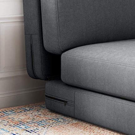 Canapé de sol 3 en 1 convertible pliant aspect velours, canapé convertible rembourré pouvant supporter jusqu'à 240 kg, pour chambre, salon, gris foncé
