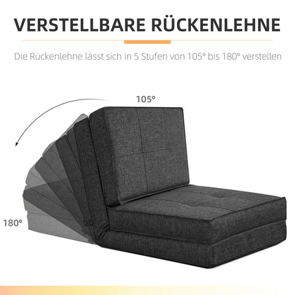 Faltbares Bodensofa, 5-fach verstellbar, dunkelgrau