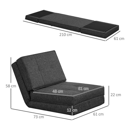Faltbares Bodensofa, 5-fach verstellbar, dunkelgrau