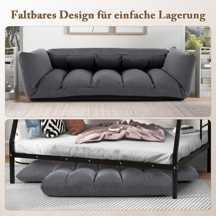 Canapé de sol avec dossier et accoudoirs réglables sur 5 positions, fauteuil de relaxation pour salon gris
