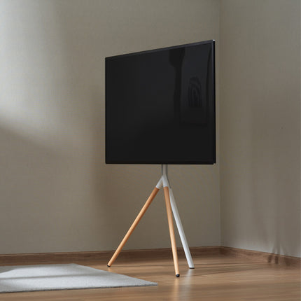 TV-Standhalterung mit Holzbeinen