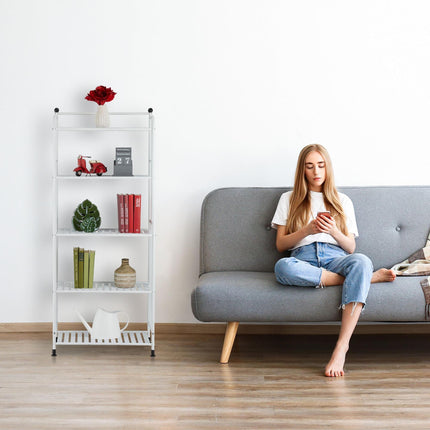 Floor-standing shelf with 5 shelves