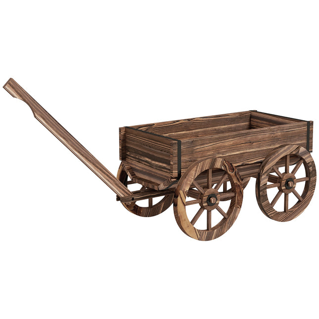 Holzwagen Blumenkasten, Gartentopf, 30 kg Fassungsvermögen