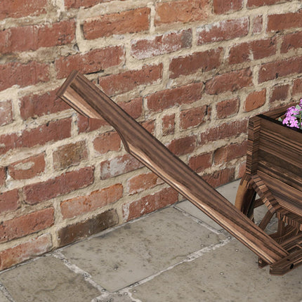 Jardinière en bois avec roulettes, chariot à plantes avec poignée, capacité de charge jusqu'à 30 kg, pour jardin et terrasse, carbonisé