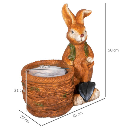 Rabbit with Wicker Basket Flower Pot - Herb Planter, MGO