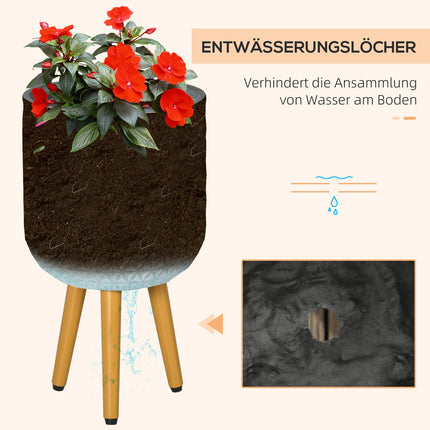 Lot de 2 pots de fleurs avec pieds amovibles et trous de drainage pour l'intérieur et l'extérieur, gris Mgo