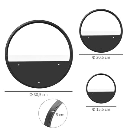 Set aus 3 schwarzen Wandtöpfen aus Stahl für Sukkulenten