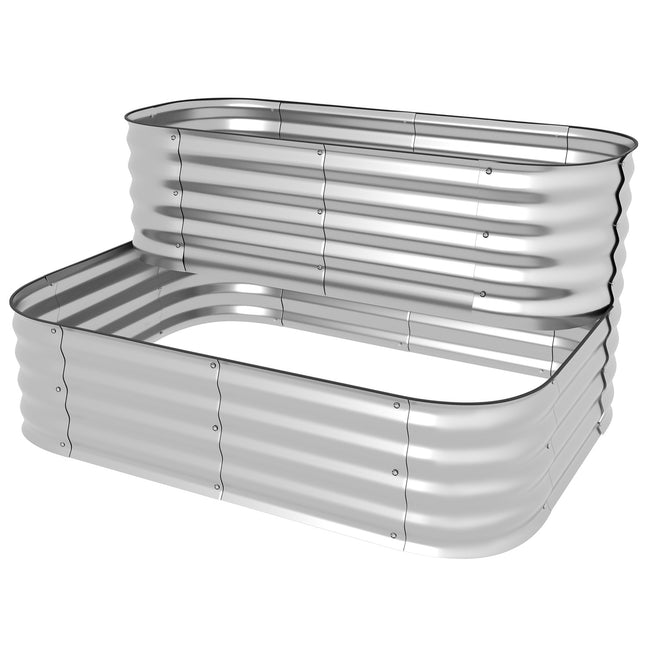 Silver plant shelf for garden or balcony, 118x45x30cm