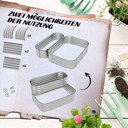 Silbernes Pflanzenregal für Garten oder Balkon, 118x45x30cm