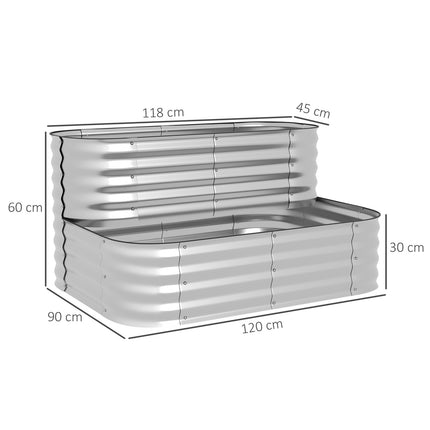 Silbernes Pflanzenregal für Garten oder Balkon, 118x45x30cm