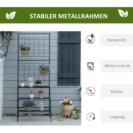 Metall-Pflanzentreppe mit 3 Stufen für den Innen- und Außenbereich
