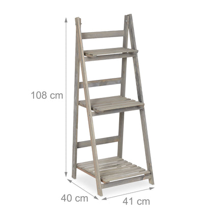 Blumentreppe Holz Grau