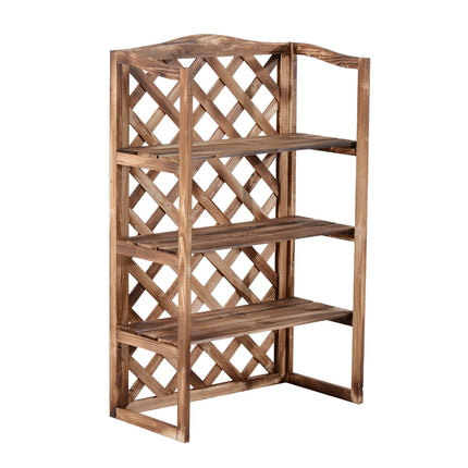 Plant stand in 3-tier spruce wood - space-saving indoor/outdoor use