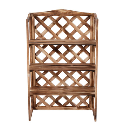Plant stand in 3-tier spruce wood - space-saving indoor/outdoor use