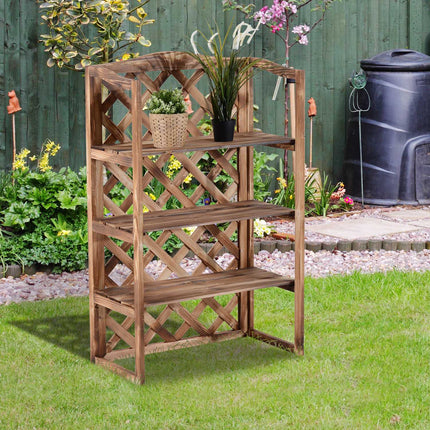 Plant stand in 3-tier spruce wood - space-saving indoor/outdoor use