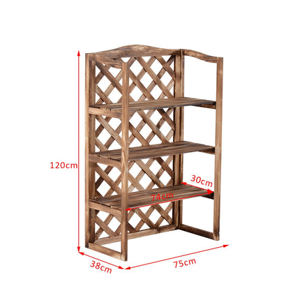 Plant stand in 3-tier spruce wood - space-saving indoor/outdoor use
