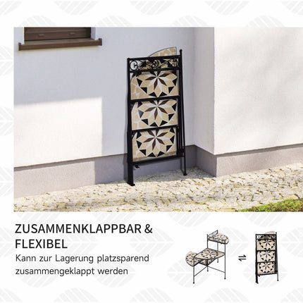 Faltbares Blumenregal aus Metall mit Keramikplatten, 4 Stufen