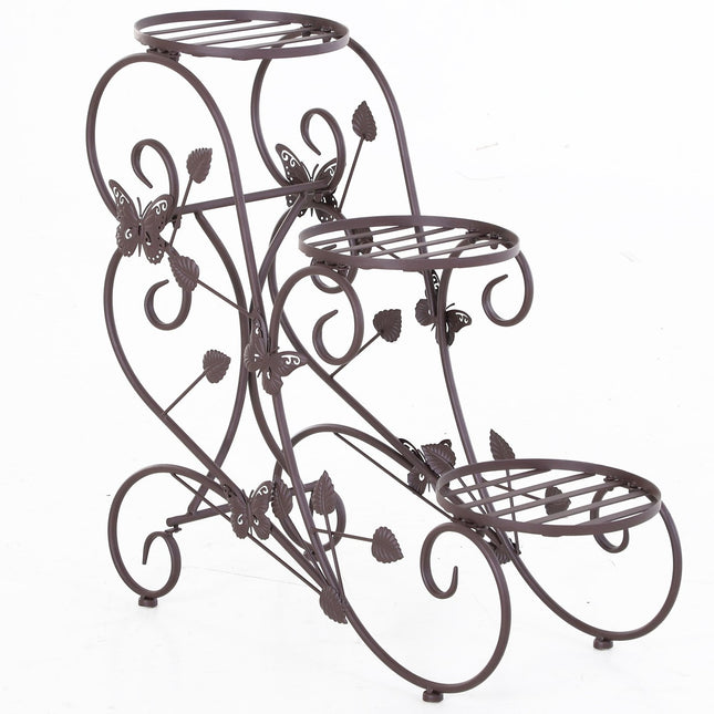 Dreistufiges Pflanzenregal aus Metall im französischen Stil, 76x27x67 cm