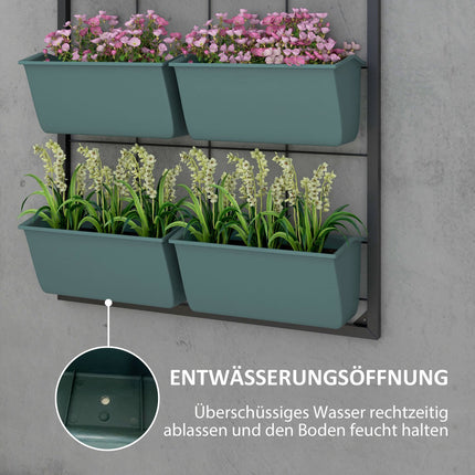 Wandmontierter Blumenständer mit 8 Töpfen - Dunkelgrün