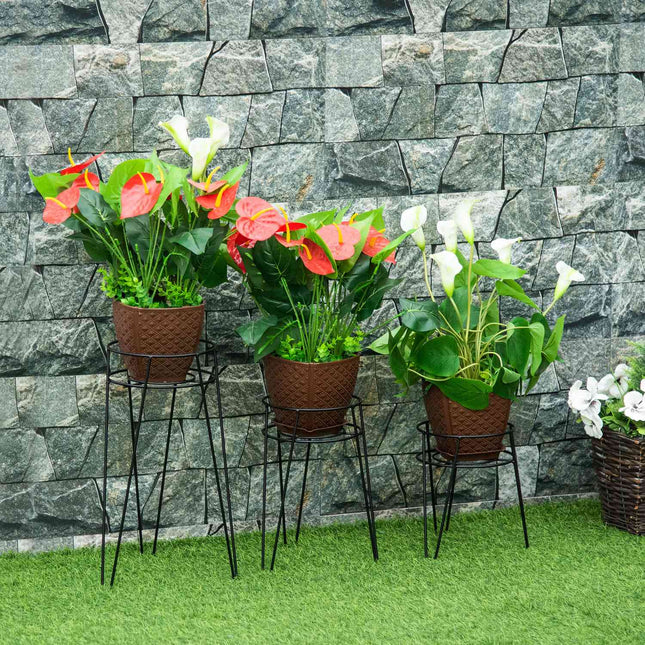3er-Set Pflanzenständer aus schwarzem Metall für 16-cm-Töpfe