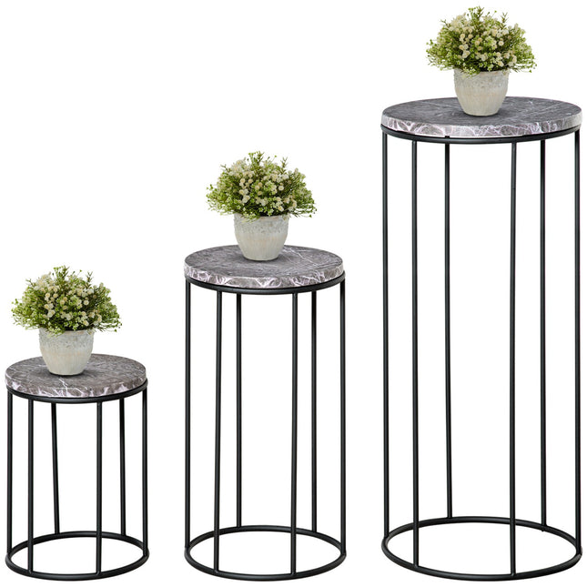Stapelbare Blumenständer in Marmoroptik, 3er-Set, dekorativ