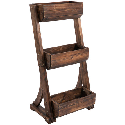 Support à fleurs en bois, escalier à fleurs, étagère à fleurs, escalier à plantes, étagère à plantes, marron, 61 x 48 x 118 cm