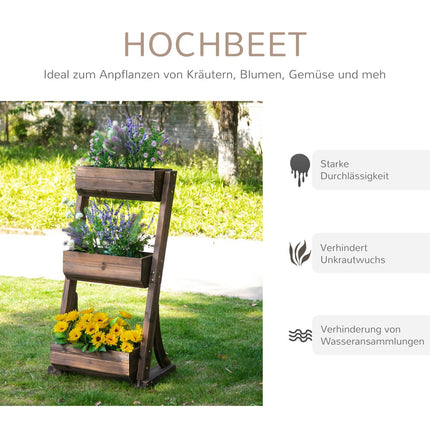 Support à fleurs en bois, escalier à fleurs, étagère à fleurs, escalier à plantes, étagère à plantes, marron, 61 x 48 x 118 cm