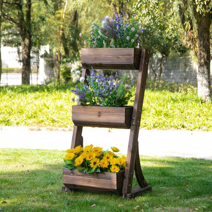 Support à fleurs en bois, escalier à fleurs, étagère à fleurs, escalier à plantes, étagère à plantes, marron, 61 x 48 x 118 cm