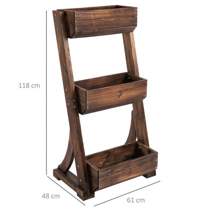 Support à fleurs en bois, escalier à fleurs, étagère à fleurs, escalier à plantes, étagère à plantes, marron, 61 x 48 x 118 cm
