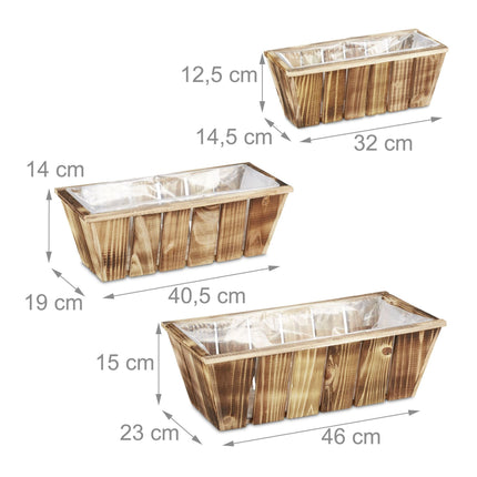 Jardinière en bois, lot de 3