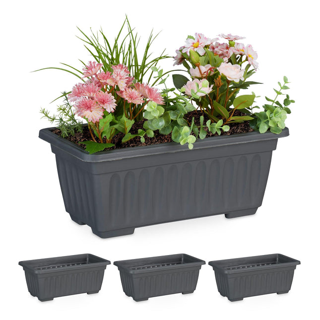 Blumenkasten mit 4 schmalen Blumen