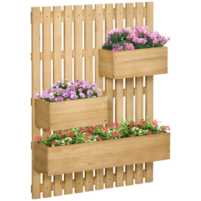 Bewegliches Hochbeet aus Massivholz mit Spalier, 60x16x80 cm